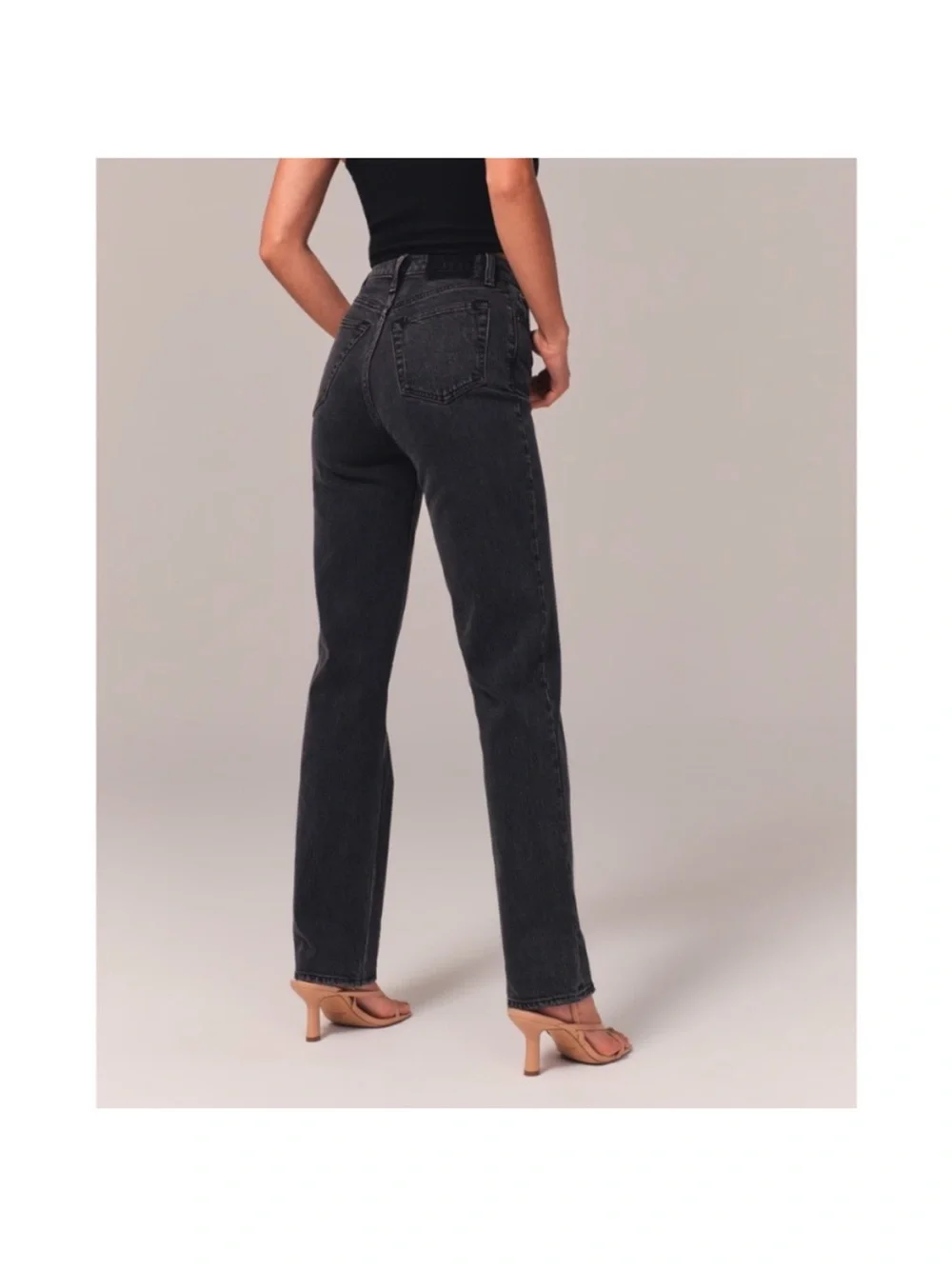 Abercrombie & Fitch 90’s Straight Ultra High Rise Curve Love Jeans Black 4 SHORT - Picture 3 of 7